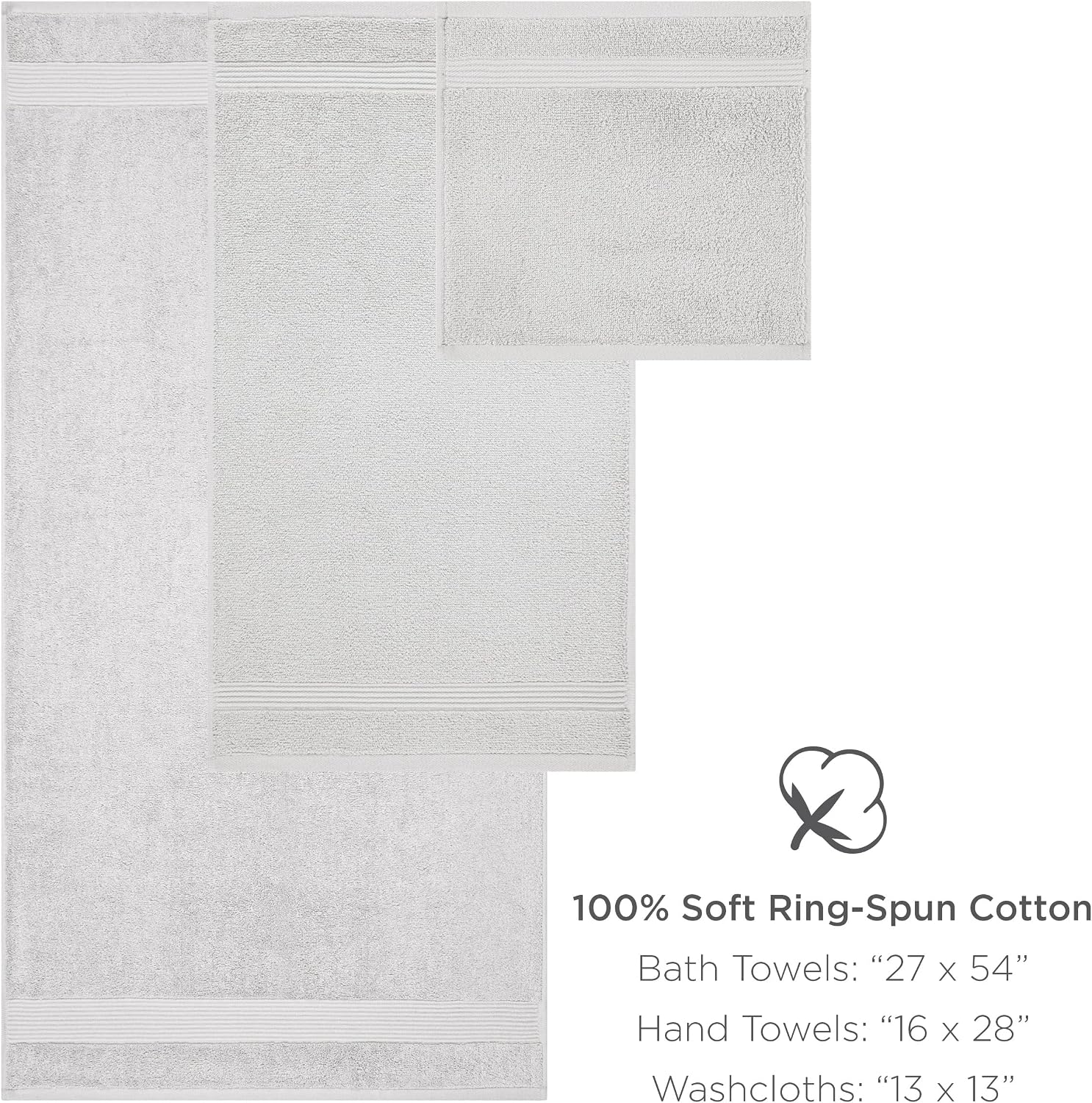 Arkwright Solid Bulk Bath Towels, Case of 24, 100% Cotton 600 GSM Soft Absorbent Bathroom Towels for Hotel, Spa or Vacation Rental, 54 x 27 in, Eucalyptus Green