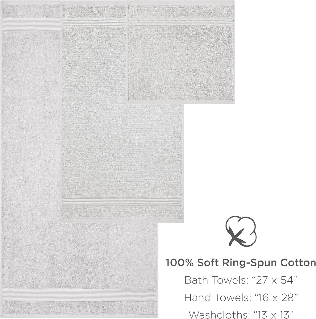 Arkwright Solid 36 Piece Bath Towel Set Bulk, 100% Cotton 600 GSM Soft Absorbent Bathroom Towels for Hotel, Spa or Vacation Rental, Eucalyptus Green (12 Bath Towels, 12 Hand Towels, 12 Washcloths)