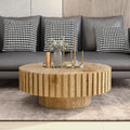 Round Coffee Table for Living Room, 31.5' Circle Wood Center Table with Pedestal for Apartment, Easy Assembly, Natural