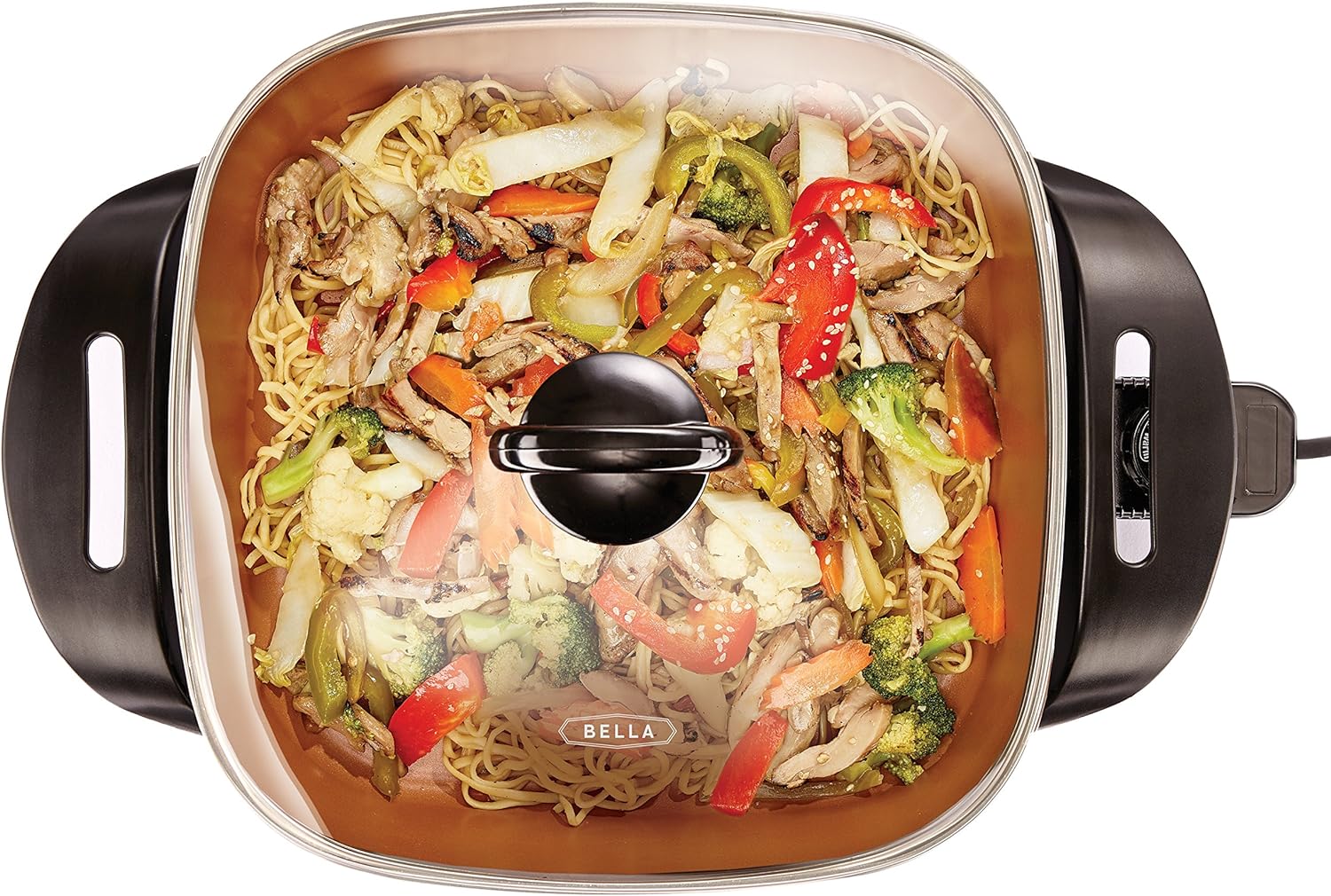 BELLA Electric Skillet, Frying Pan, Griddle and Warming Tray Bundle - Nonstick Copper Titanium Coating, Adjustable Temperature, Dishwasher Safe