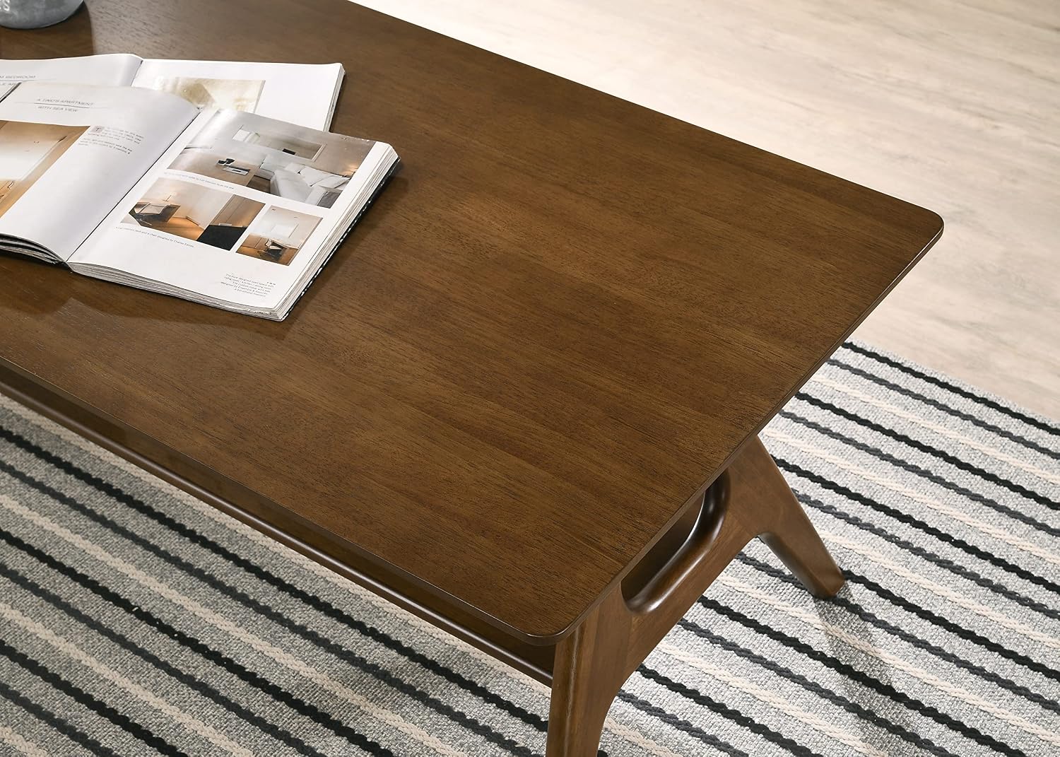 Roundhill Furniture Arona 3-Piece Coffee Table Set, Coffee Table and Two End Tables, Walnut