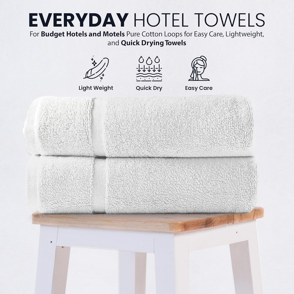 belem Fast Drying Hotel Bath Towels - 27x54 - Pack of 36 White Large Bath Towels Bulk - 3 Dozen Wholesale Economy Bath Towel Set – Lightweight, Soft & Quick Drying – 13.5 lbs/Dozen (010605)