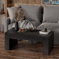 COZAYH Modern Black Wood Coffee Table with Thick Block Legs and Natural Wood Grain, Rectangular Large Center Table for Living Room Decor, Office, Farmhouse, Sturdy