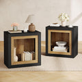 Tribesigns Modern End Table Set of 2 with Frame-Inspired Design, Industrial Wood Set 2 Cube Side Table with Large Storage Shelf, Sofa Couch Tables Accent for Living Room, Entrance