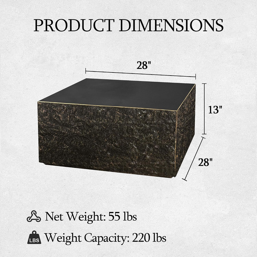 UPHA 28' Square Outdoor Coffee Table, Modern Hollow Concrete Patio Table, Small Minimalist Low Accent Table for Living Room, Balcony, Deck, Backyard, Bronze