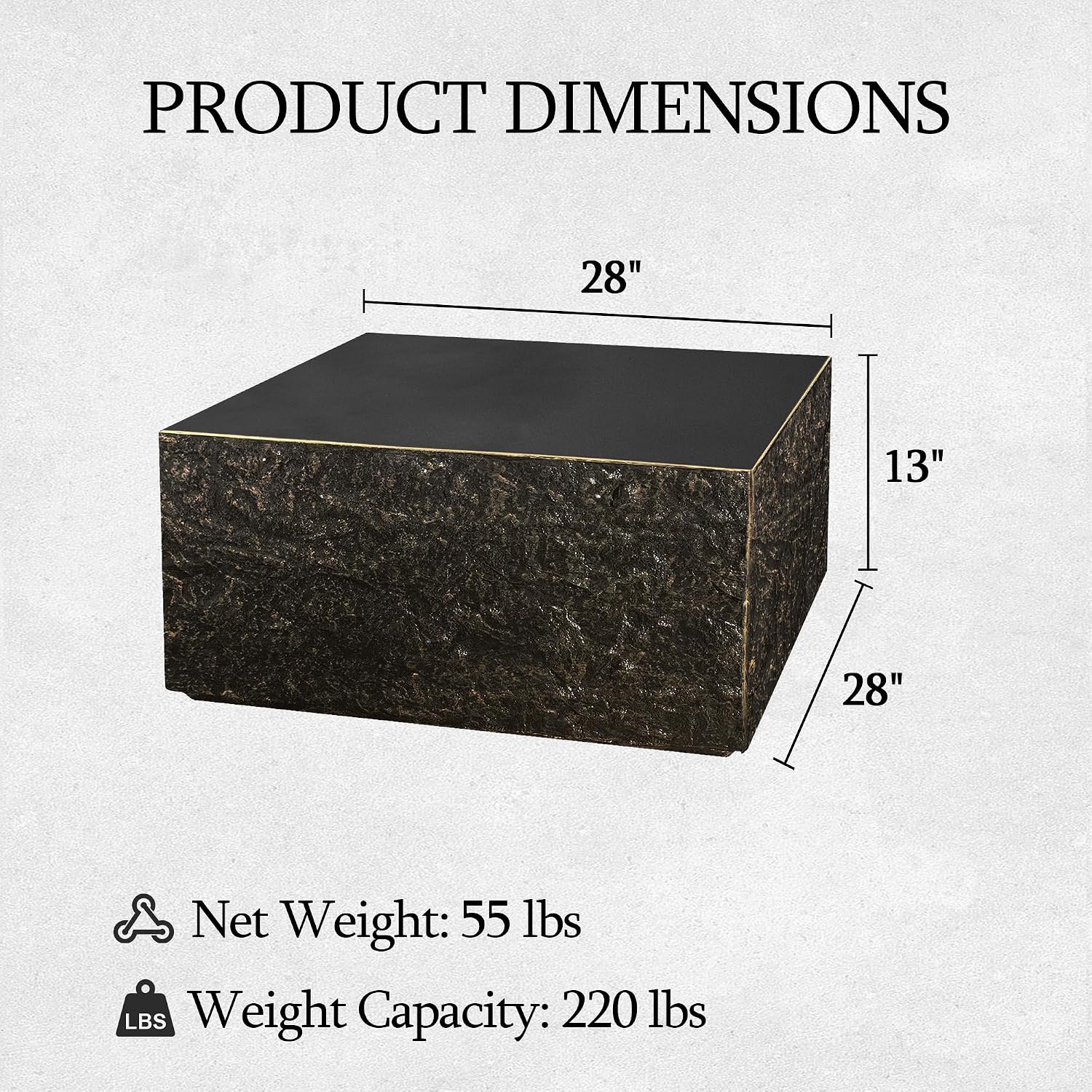 UPHA 28' Square Outdoor Coffee Table, Modern Hollow Concrete Patio Table, Small Minimalist Low Accent Table for Living Room, Balcony, Deck, Backyard, Bronze