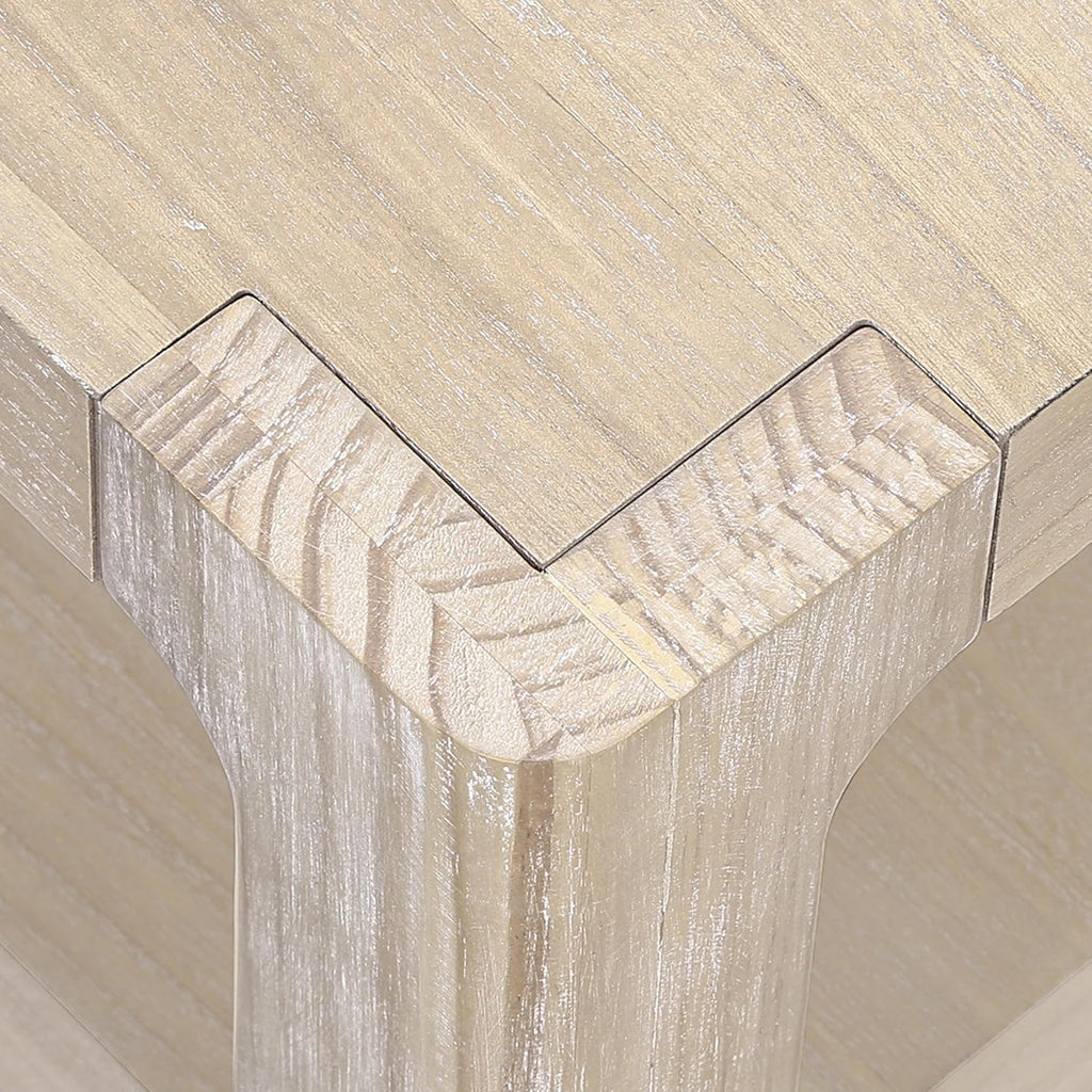 Farmhouse Modern Coffee Table Simple Style Square Cocktail Center Table with Open Shelf for Living Room Furniture, Natural