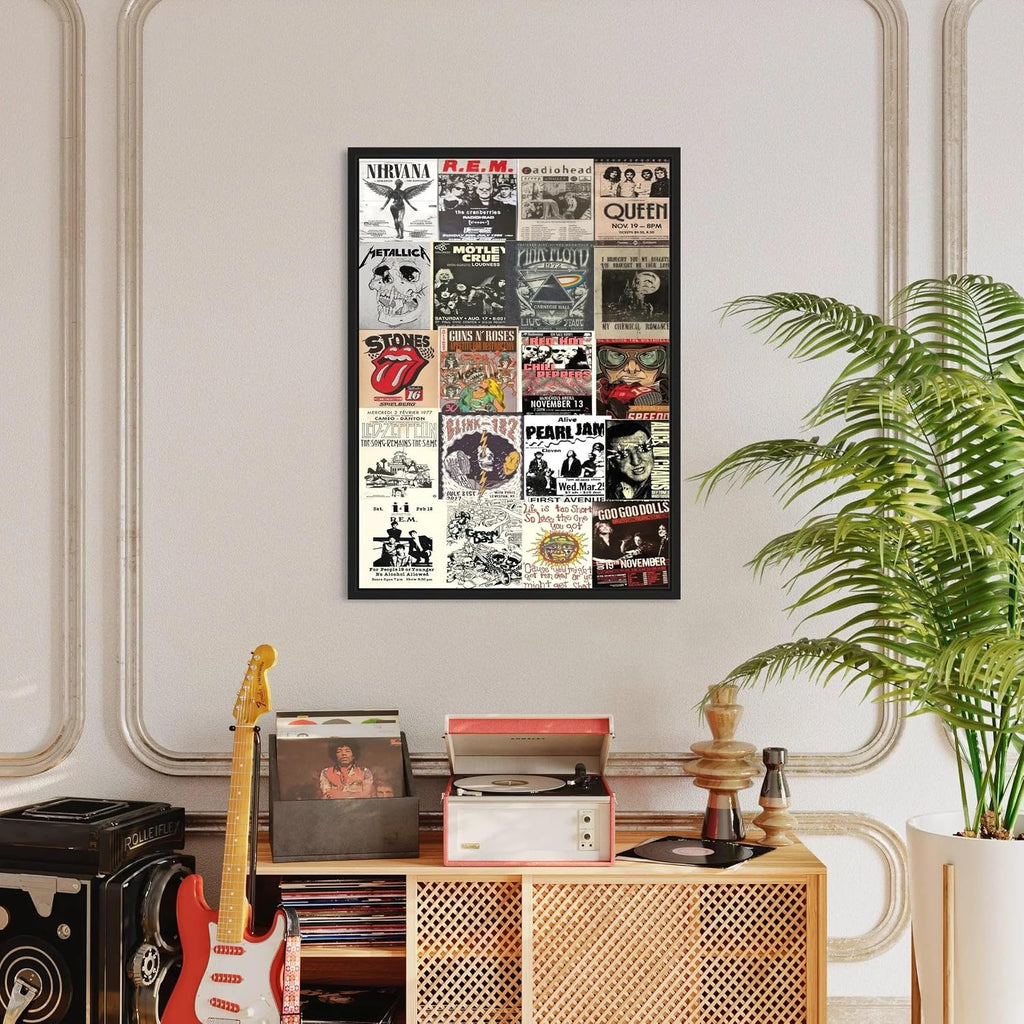 Canvastoria Rock 'n' Roll Legends Wall Art – Iconic Music Canvas Poster Print | Vintage Rock Band Collage for Music Lovers