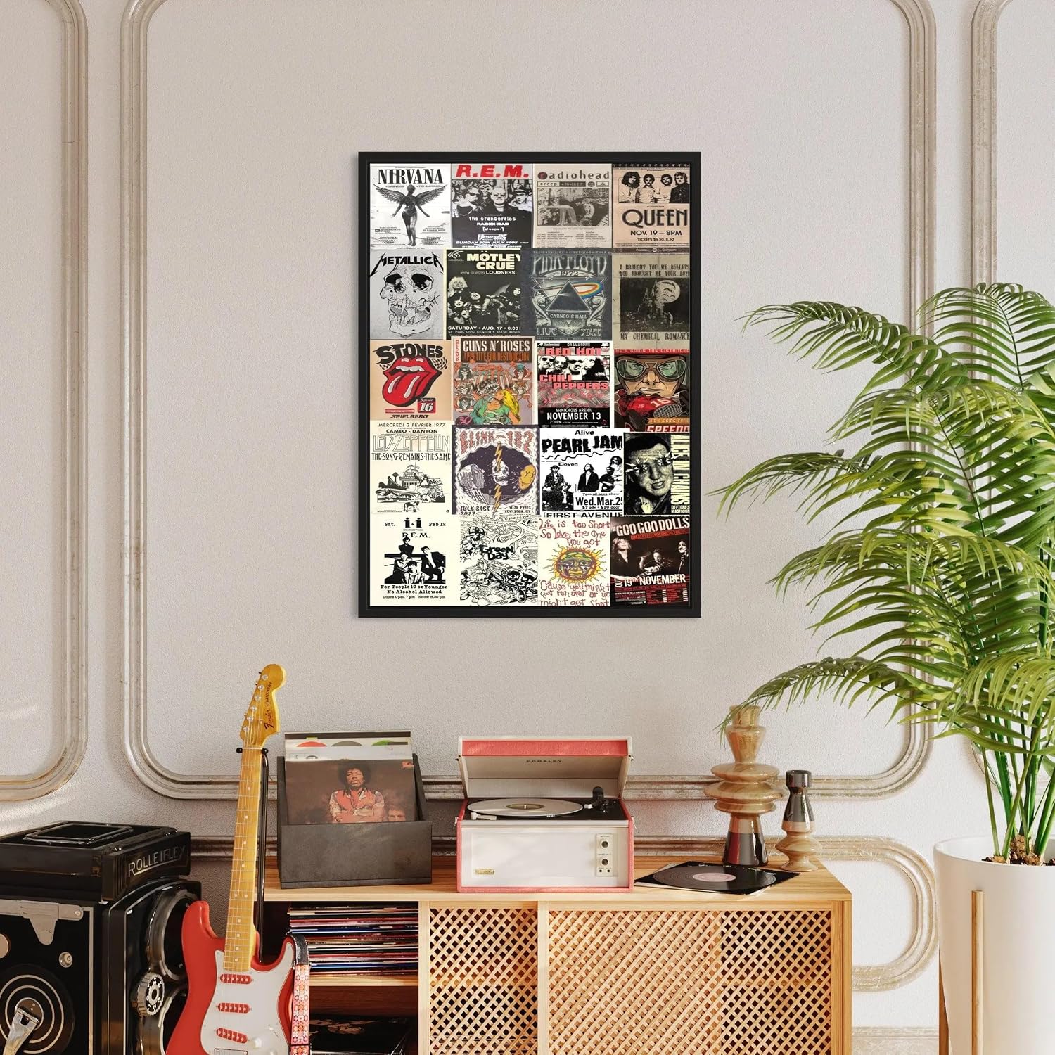 Canvastoria Rock 'n' Roll Legends Wall Art – Iconic Music Canvas Poster Print | Vintage Rock Band Collage for Music Lovers