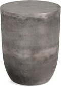SIMPLIHOME Morris Metal Table - 17 inch Wide Cast Aluminum Round Drum Accent Table in Antique Silver, Contemporary End Table for Living Room, Bedroom, or Office with Handcrafted Design, Assembled