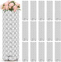 Dandat 16 Pcs Crystal Flower Vase and Pillar Candle Holder Set 10.24 Inch Wedding Cylinder Flower Vases Stand Table Centerpieces Candle Holders for Table Room Home Wedding Party Events Decor(Silver)