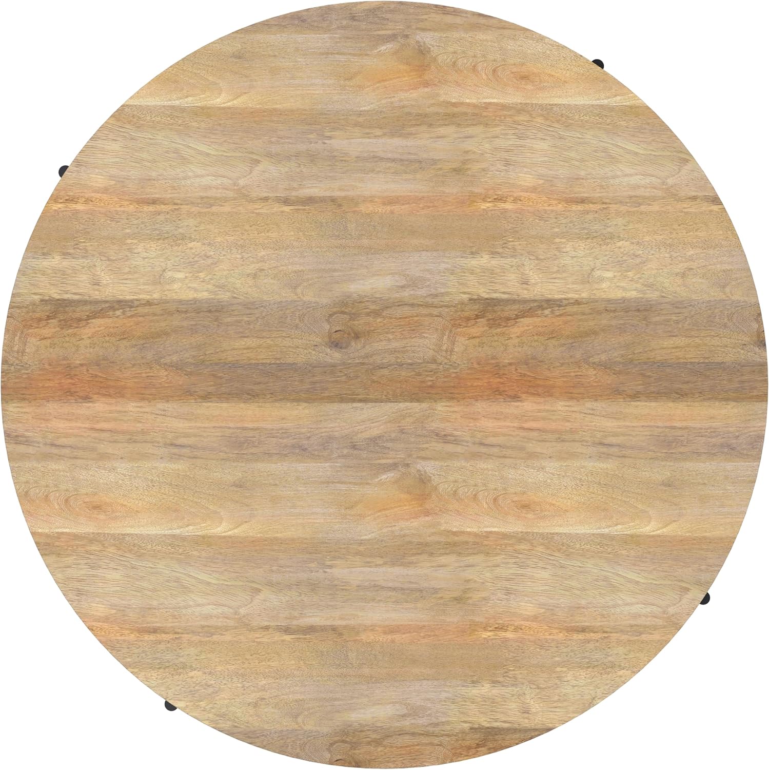 SIMPLIHOME Rayburn Drum Coffee Table - 38 inch Wide Solid Mango Wood Round Living Room Table in Natural, Modern Industrial Center Table for Family Room with Black Metal Legs and Large Surface