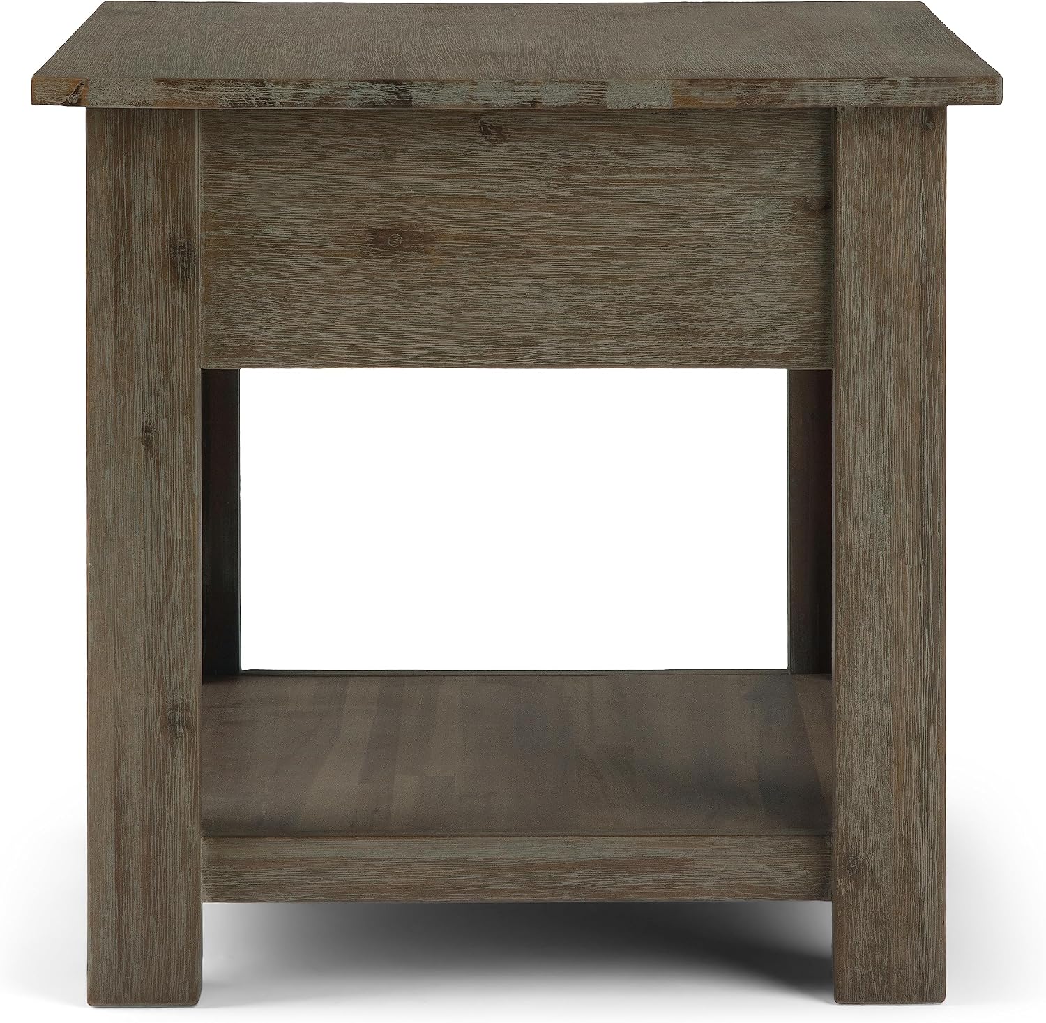 SIMPLIHOME Monroe End Table - 22 inch Wide Solid Acacia Wood Side Table in Distressed Grey, Rustic Contemporary Accent Table for Living Room or Bedroom with Drawer and Shelf