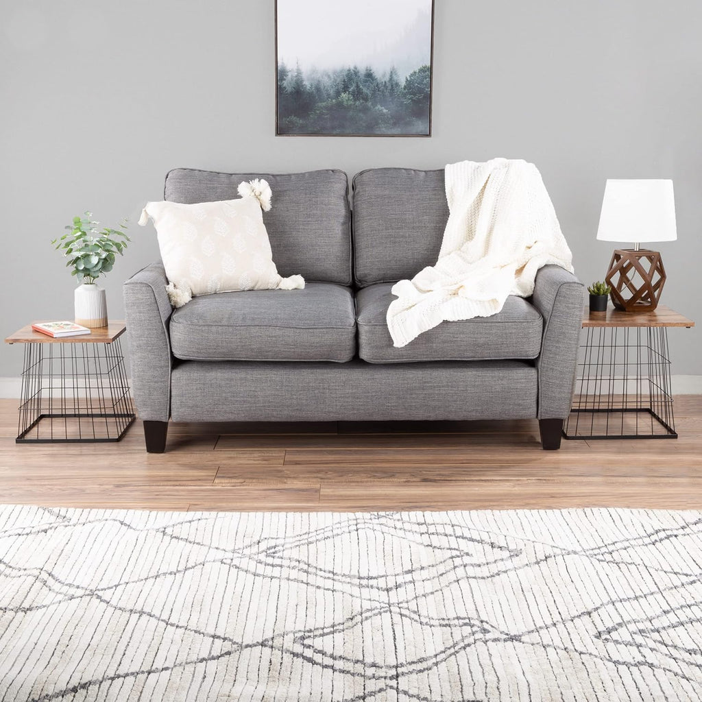 End Tables Set of 2 - Nesting Tables with Removable Wood Tops and Metal Basket Bases for Blanket Storage - Square Side Furniture for Living Room, Bedroom, or Home Office by Lavish Home (Brown)