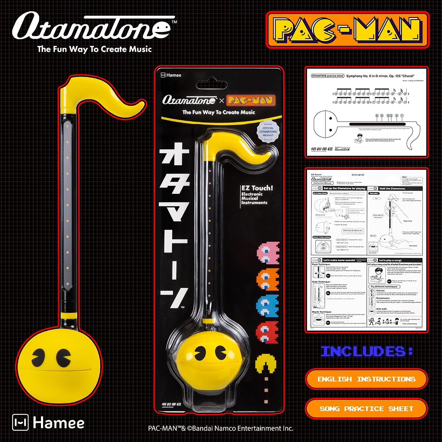 Otamatone PAC-Man Regular and Deluxe Size Bundle Offer Portable Music Instrument / Synthesizer from Japan by Maywa Denki