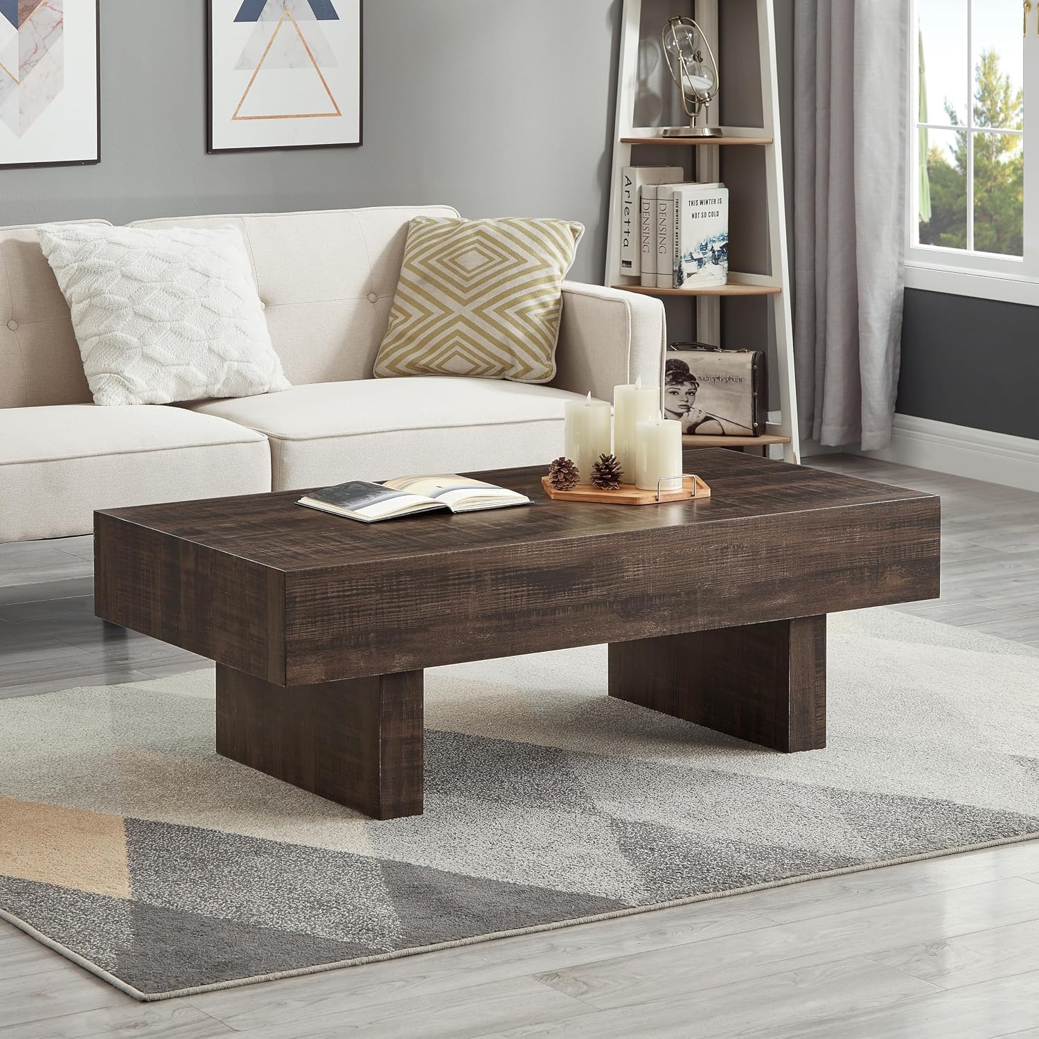 Roundhill Furniture Athens Modern Accent Coffee Table, Walnut