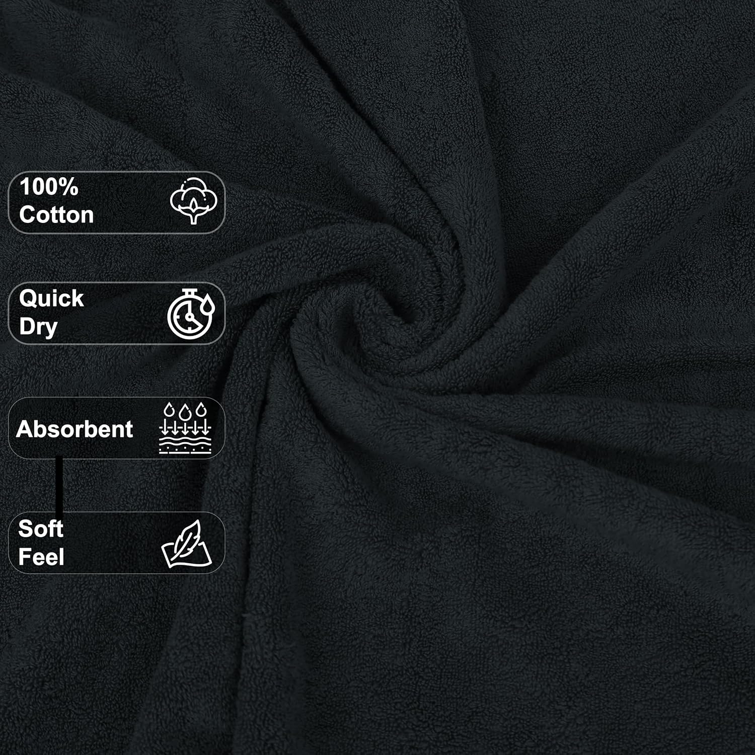 GOLD TEXTILES Premium Grey 100% Cotton Bath Towels Set (24 Pack, 24 x 50 Inch) High Absorbency Multipurpose Quick Drying Pool Gym Hotel Spa Bath Towel (24, Grey)