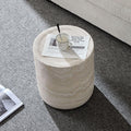 Round Side Table Small Coffee Table French Country Rustic Side Table End Table for Living Room Light Gray,No Assembly
