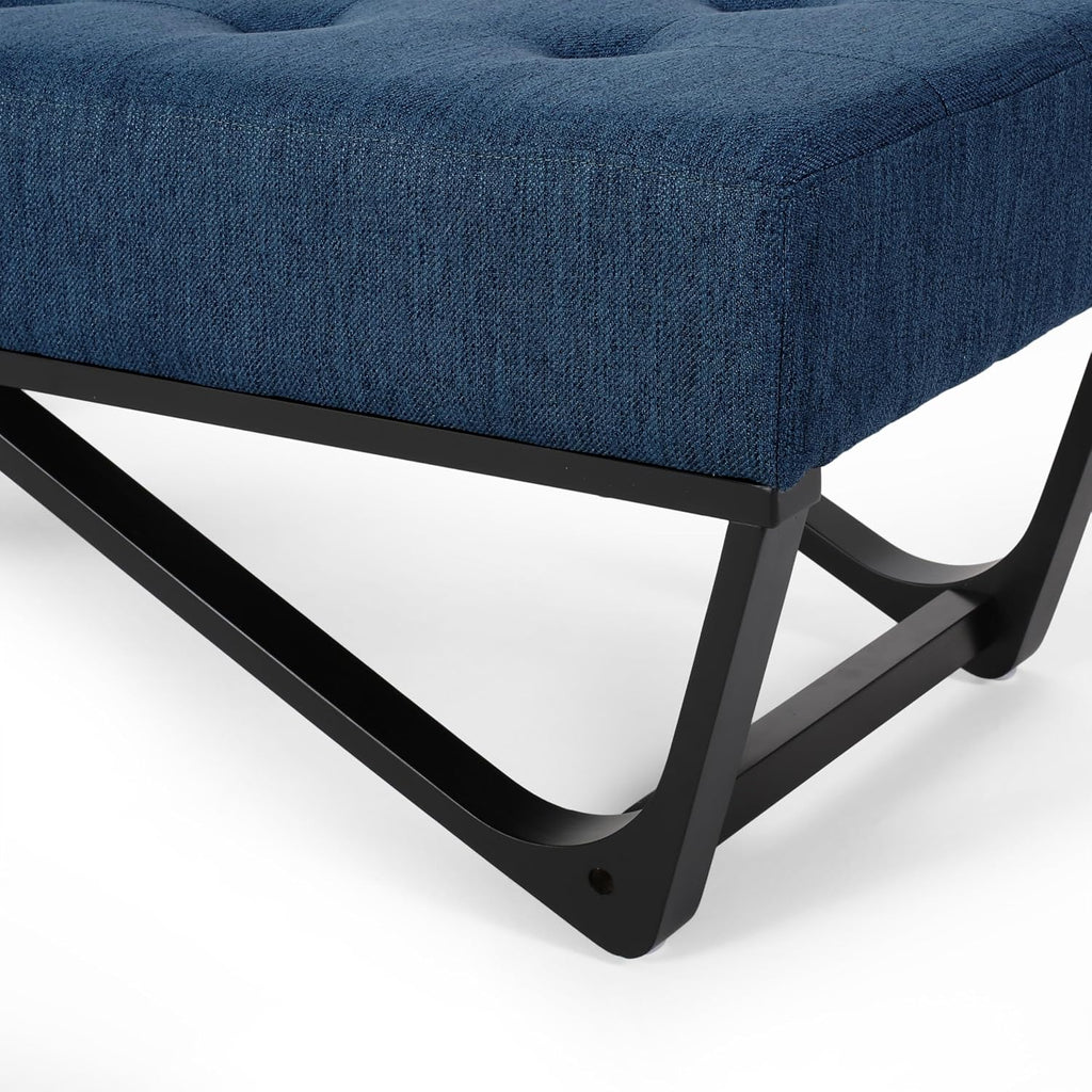 Christopher Knight Home Assis Upholstered Ottoman Bench, Tufted Top Upholstered Ottoman Foot Stool for Bedroom Home Office, Modern Coffee Table for Living Room, Navy Blue