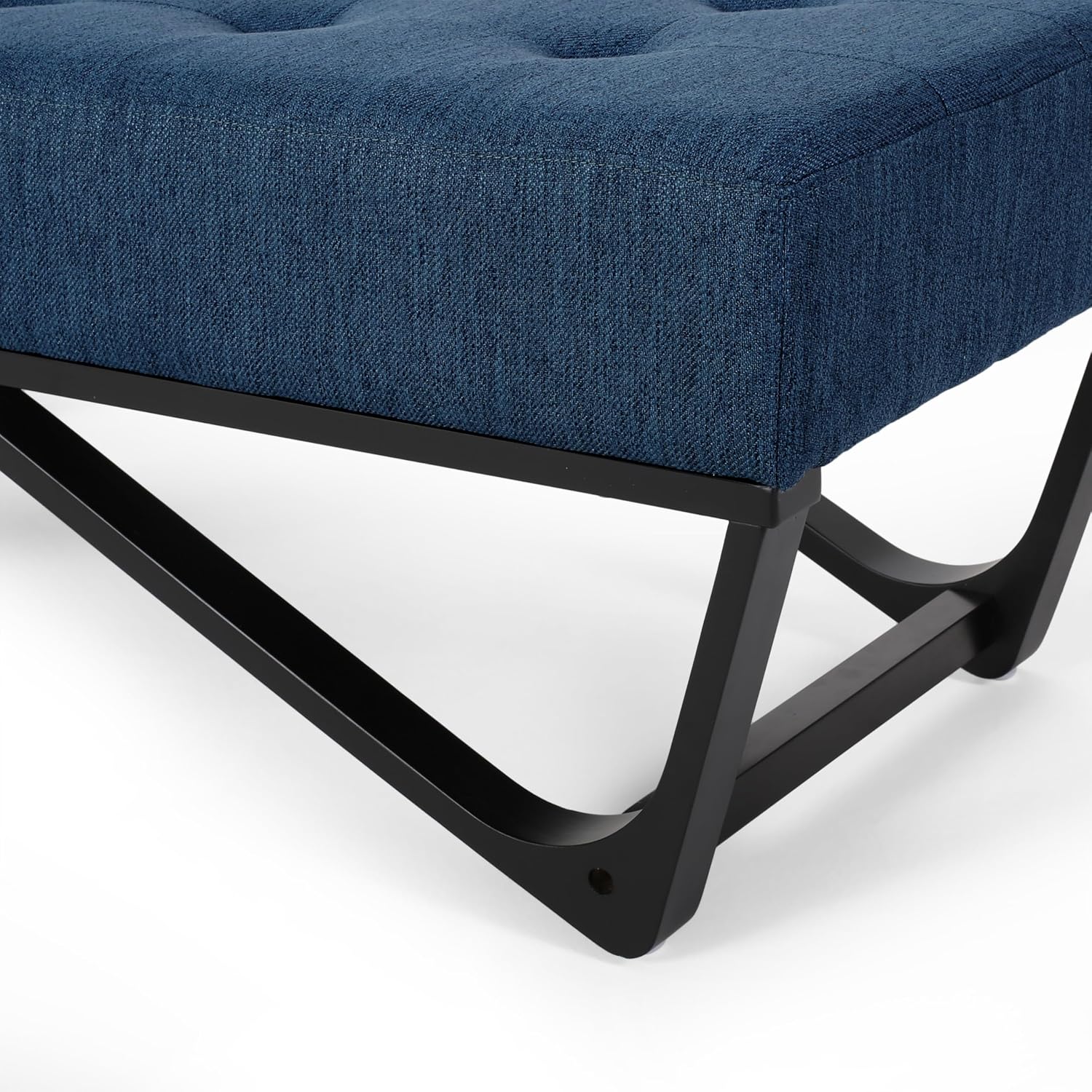 Christopher Knight Home Assis Upholstered Ottoman Bench, Tufted Top Upholstered Ottoman Foot Stool for Bedroom Home Office, Modern Coffee Table for Living Room, Navy Blue