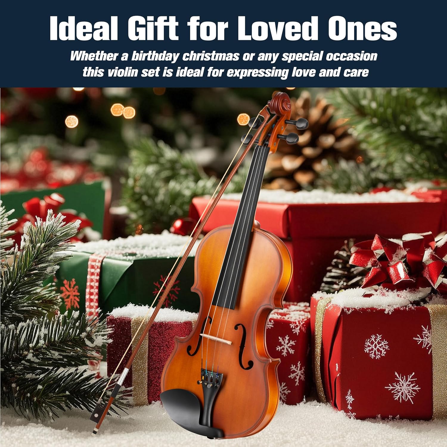 Mendini By Cecilio 3/4 Violin Set For Beginners - Fiddle Solidwood Kit with Hard Case - Acoustic Violin with Bow, Rosin, Tuner, Extra Strings & Bridge, Shoulder Rest and Lesson Book (Satin Antique)