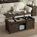 Furnihold 47.3'' Lift Top Coffee Table Rectangle Farmhouse Coffee Table with Storage Rustic Center Table with Sliding Barn Doors for Living Room, Home, Dark Brown