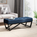 Christopher Knight Home Assis Upholstered Ottoman Bench, Tufted Top Upholstered Ottoman Foot Stool for Bedroom Home Office, Modern Coffee Table for Living Room, Navy Blue