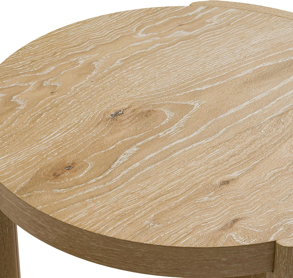 Furniture of America Carys Modern Solid Wood 20-inch Round End Table with Plinth Base, Living Room Furniture for Small Space, Home Office, Oak