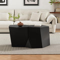 WILLIAMSPACE 30.25' Black Nesting Coffee Table Set of 2, Modern Irregular Center Tables for Living Room, Magnesium Oxide Accent Side Table for Indoor & Outdoor, No Need Assembly (Black)
