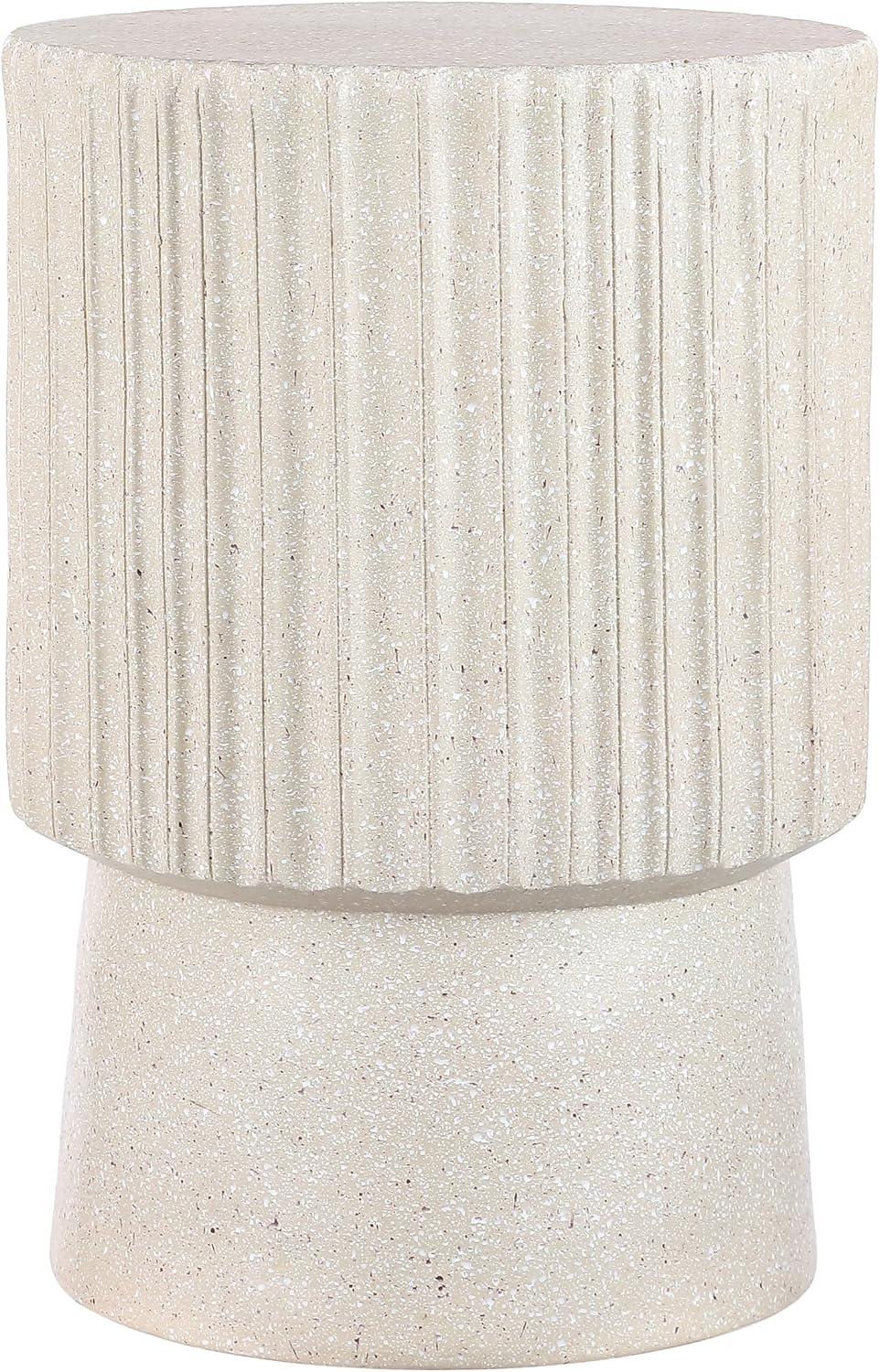 JONATHAN Y TBL1102B Louisa 19' Modern Art Deco Tambour Indoor/Outdoor Accent Table Art Deco, Minimalist, Contemporary, Bohemian, Mid-Century, Patio, Garden, Bathroom,Living Room, Cream Terrazzo Finish