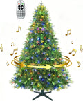 Pre-Lit Rotating Christmas Tree, 6.5FT Artificial for Home Decor | With Music,340 Warm White & Multi-color LED Lights,1036 PE+PVC Tip,Remote Control,Rotating Stand,8 Modes,Timed Design
