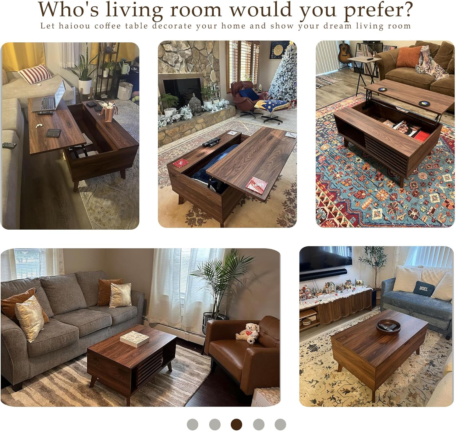 HAIOOU Lift Top Coffee Table, Mid Century Modern Coffee Table with Storage for Living Room, 35.4'' Walnut Coffee Tables with Sliding Fence Door (Brown)