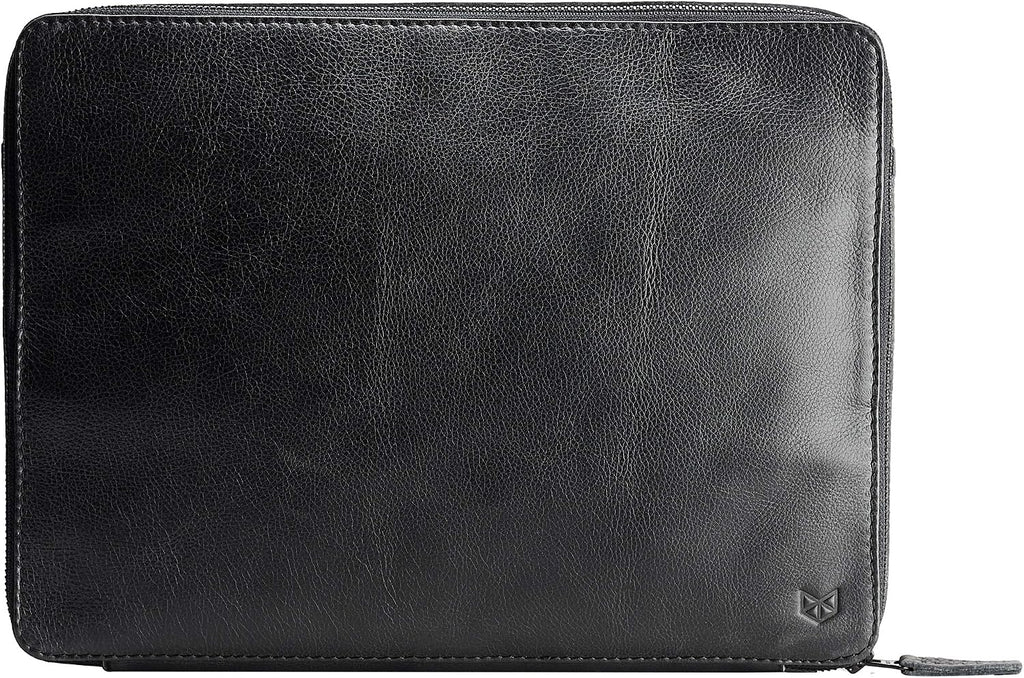 Capra Leather Travel Tech Organizer for Men, Black iPad Case, Electronics Cables Accessory Storage, Gadget Bag, Pouch Dopp Kit. Mens Gifts