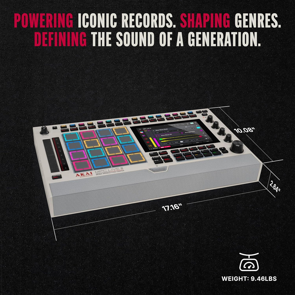 Akai Professional MPC Live III Retro - Standalone Portable Music Production Center with MPCe Pads, Sequencer, Touchscreen, Mic, Stereo Monitors, Audio Interface, Wi-Fi, Bluetooth, Battery, Touchstrip