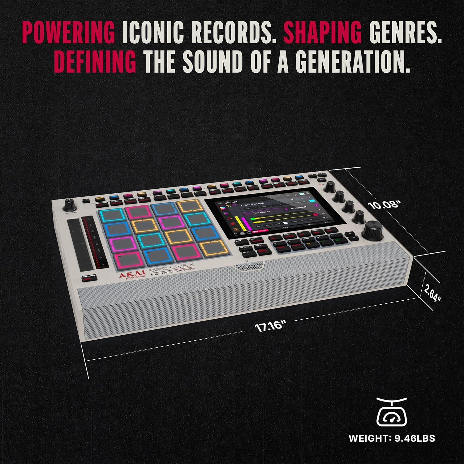 Akai Professional MPC Live III Retro - Standalone Portable Music Production Center with MPCe Pads, Sequencer, Touchscreen, Mic, Stereo Monitors, Audio Interface, Wi-Fi, Bluetooth, Battery, Touchstrip