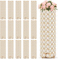 Dandat 16 Pcs Crystal Flower Vase and Pillar Candle Holder Set 10.24 Inch Wedding Cylinder Flower Vases Stand Table Centerpieces Candle Holders for Table Room Home Wedding Party Events Decor(Gold)