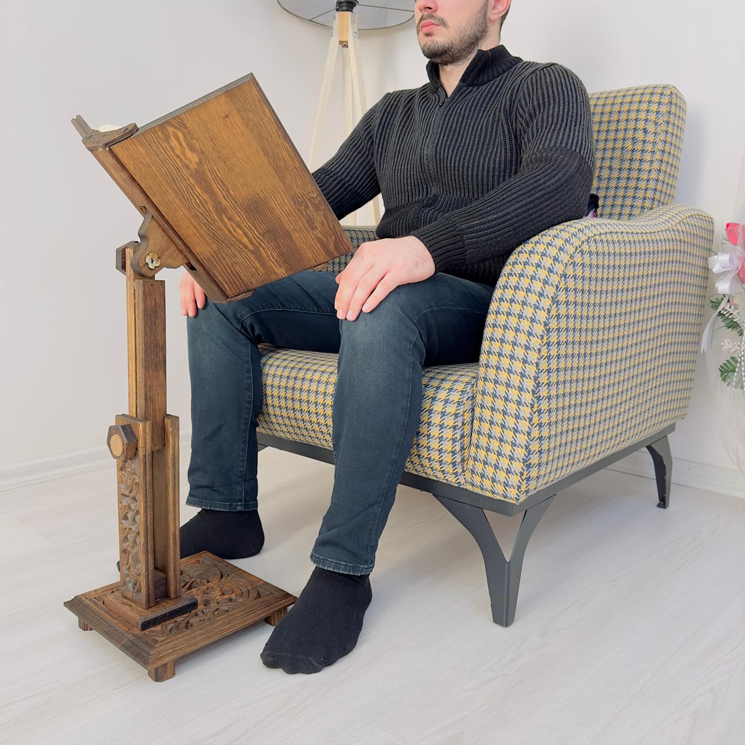 Adjustable Wooden Book Stand | Quran, Bible Holder Lectern | Cookbook Stand, Desktop Bookstand