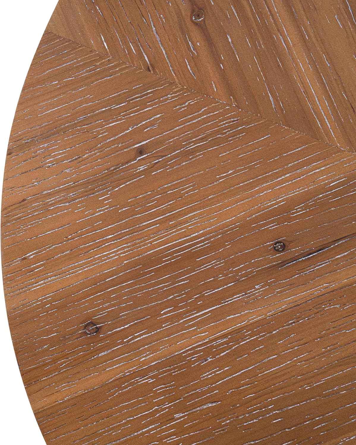 33.86' Round Coffee Table with X-Shaped Black Metal Legs, Solid Wood Circle Table for Living Room, Retro Circular Table, Natural+Black