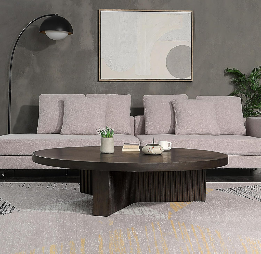 Acme Guido Contemporary Wood Round Coffee Table in Oak Finish