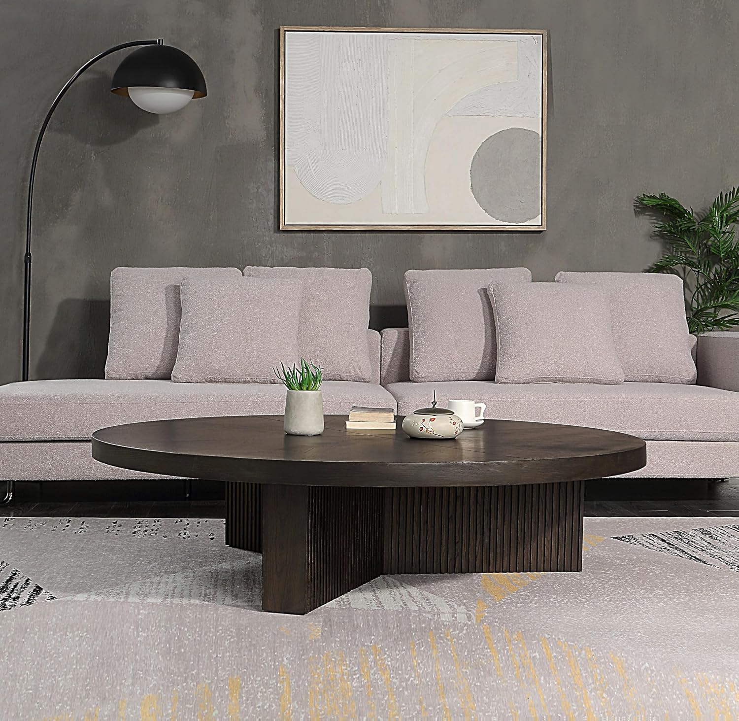 Acme Guido Contemporary Wood Round Coffee Table in Oak Finish