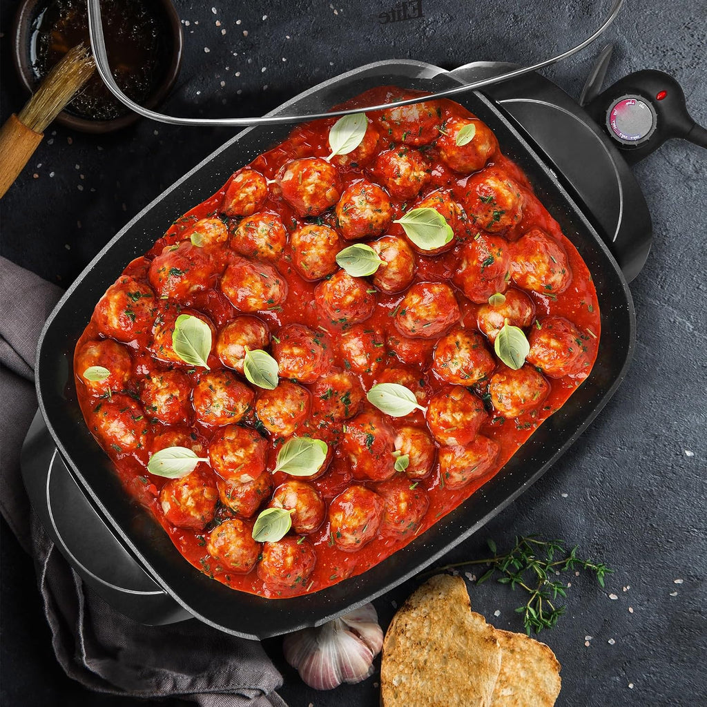 10.5-Quart Jumbo Electric Skillet with Easy-Pour Spout, Black - Versatile Cooking Made Easy