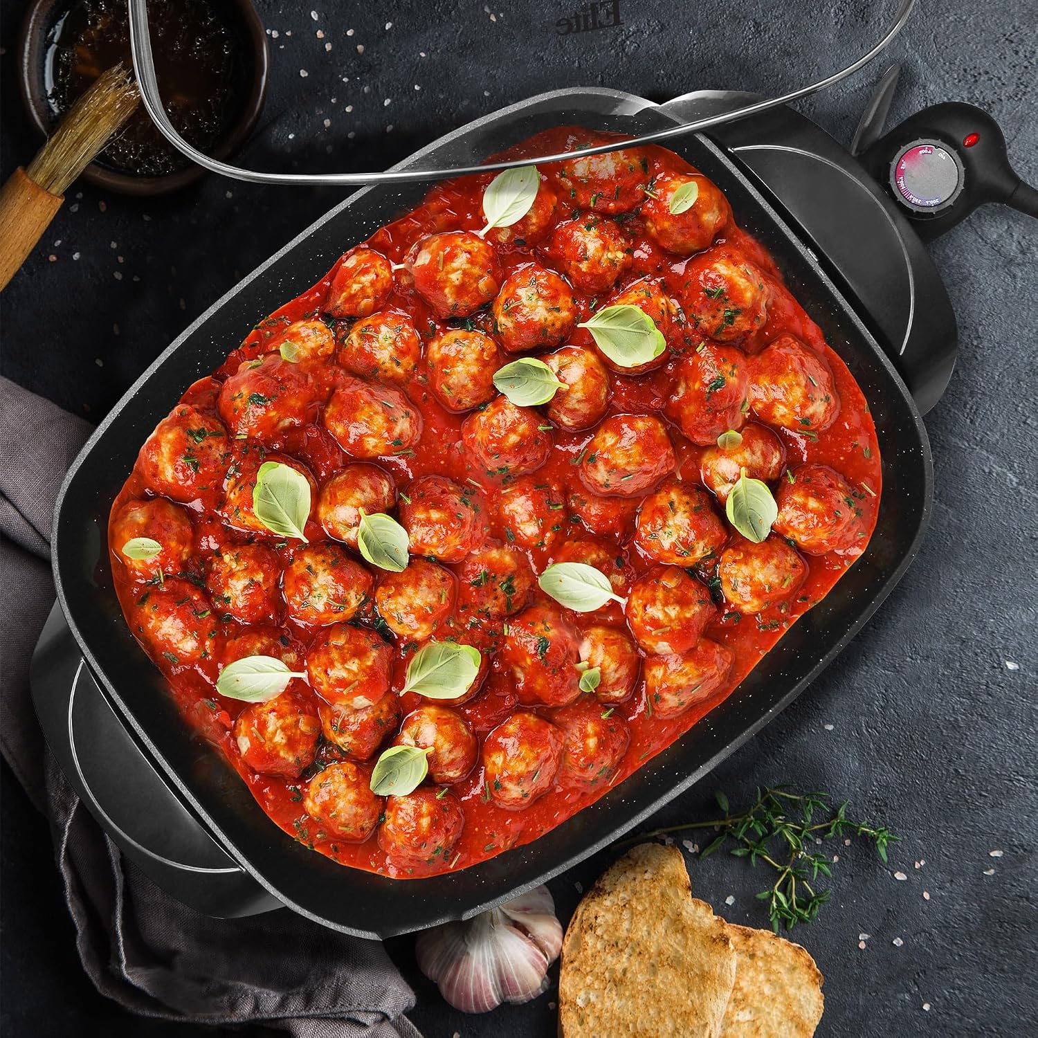 10.5-Quart Jumbo Electric Skillet with Easy-Pour Spout, Black - Versatile Cooking Made Easy