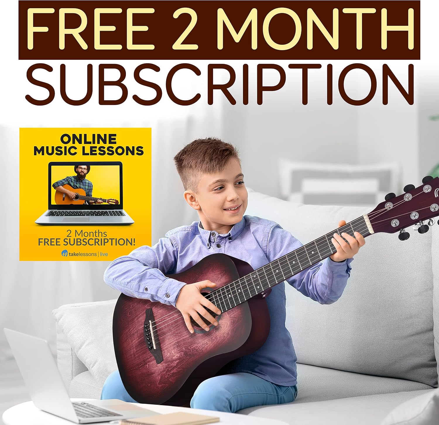Pyle Acoustic Guitar Kit, 1/2 Junior Size All Wood Steel String Instrument for Beginner Kids, Adults, 34' Crimson Burst Matte
