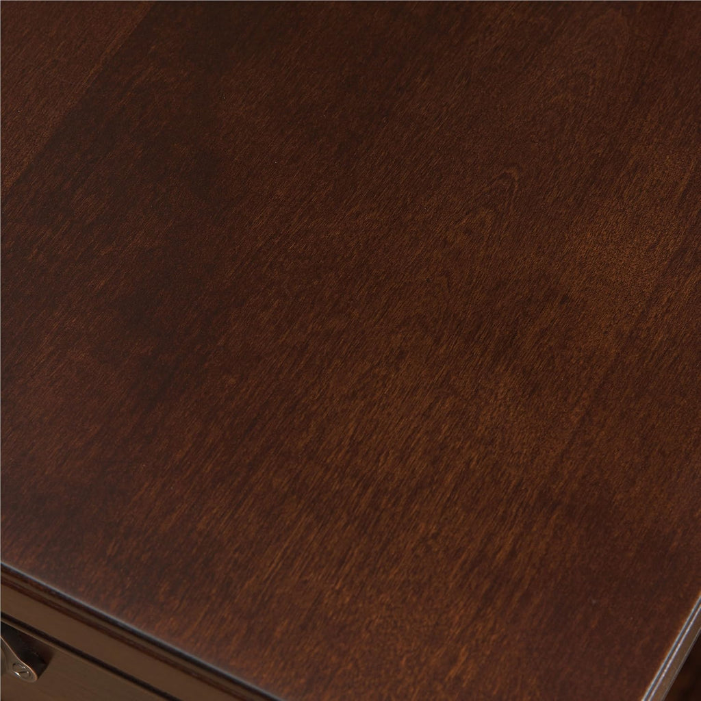 Leick Home Laurent End Table with Lamp, Solid Wood, with Drawer and Shelf, Chocolate Cherry, 10537