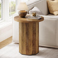 Tribesigns Round End Table, Farmhouse Pedestal Side Table, Fluted Wooden Nightstand Drink Stand for Living Room, Bedroom (1)