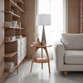 Martin Svensson Home LAX Retro Mid-Century Modern Round Wood End Table, Solid Grain Side Table with Lower Shelf, Small Accent Table for Living Room or Nightstand. Light Wood Blonde.