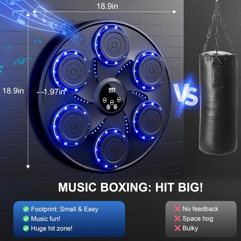 Music Boxing Machine, Wall Mounted Boxing Machine for Adults Kids, Bluetooth Smart Boxing Trainer, Electronic Boxing Workout Equipment Target for Home Gym