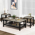 Lamerge Coffee Table Set of 3 Coffee Table and end Table Sets, Modern Metal Frame Living Room Center Table for Small Apartment Home Office（Gray）