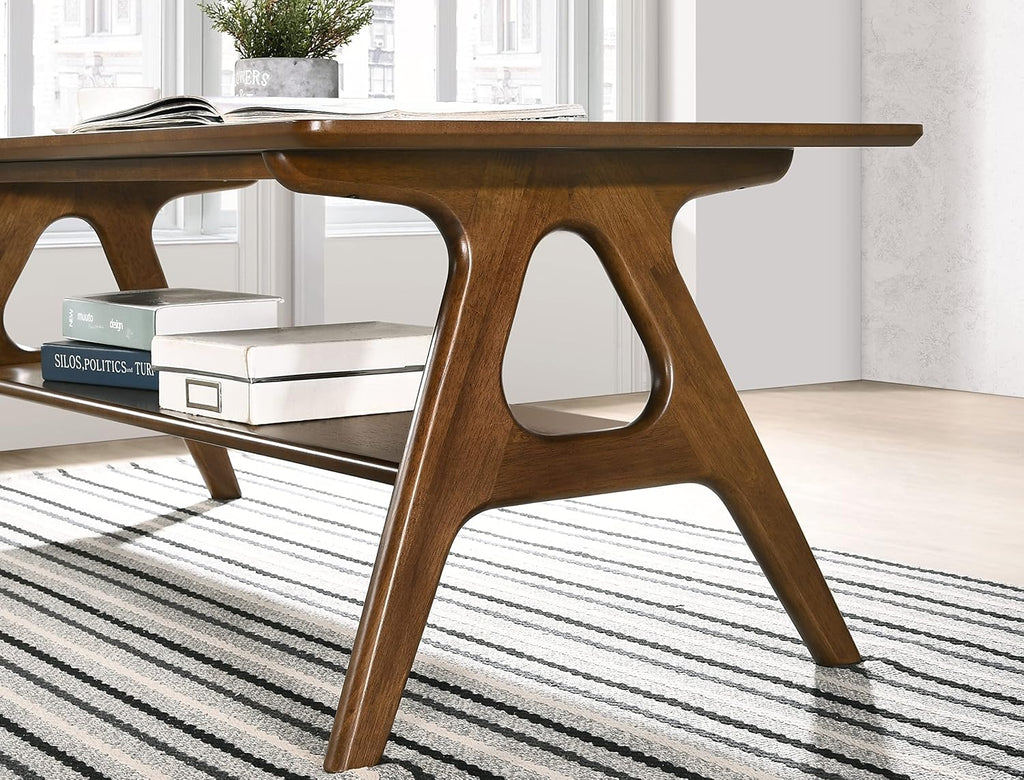 Roundhill Furniture Arona 3-Piece Coffee Table Set, Coffee Table and Two End Tables, Walnut