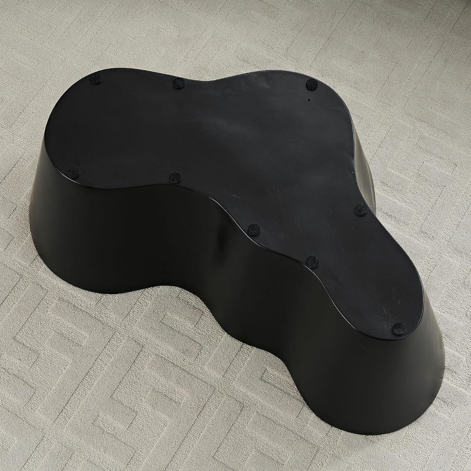 50' Coffee Table Modern Irregular Center Table Fiberglass Sturdy Table for Living Room, No Need Assembly Black